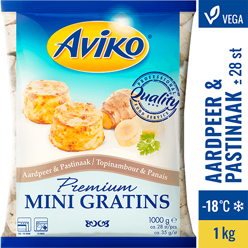 804402 Aviko Premium Mini Gratins Aardpeer&Pastinaak 1000g hero