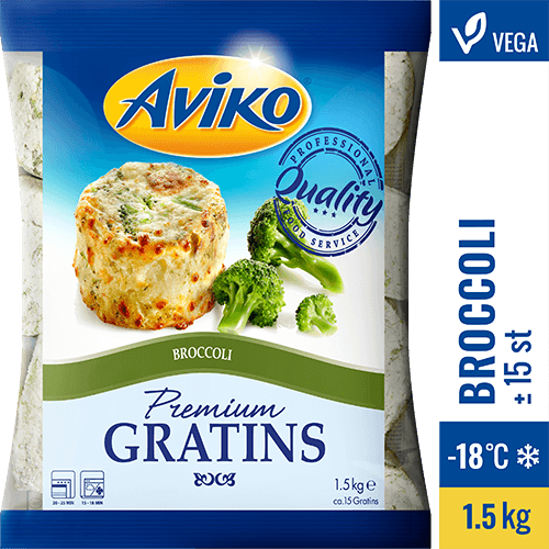 801753  Aviko Premium Gratins Broccoli 1500g hero