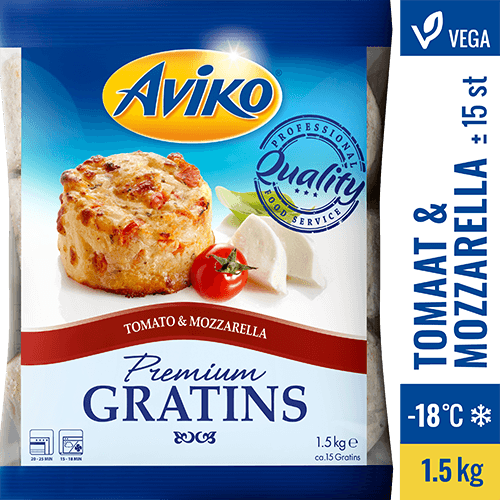 801756 Aviko Premium Gratins Tomato Mozzarella 1500g hero