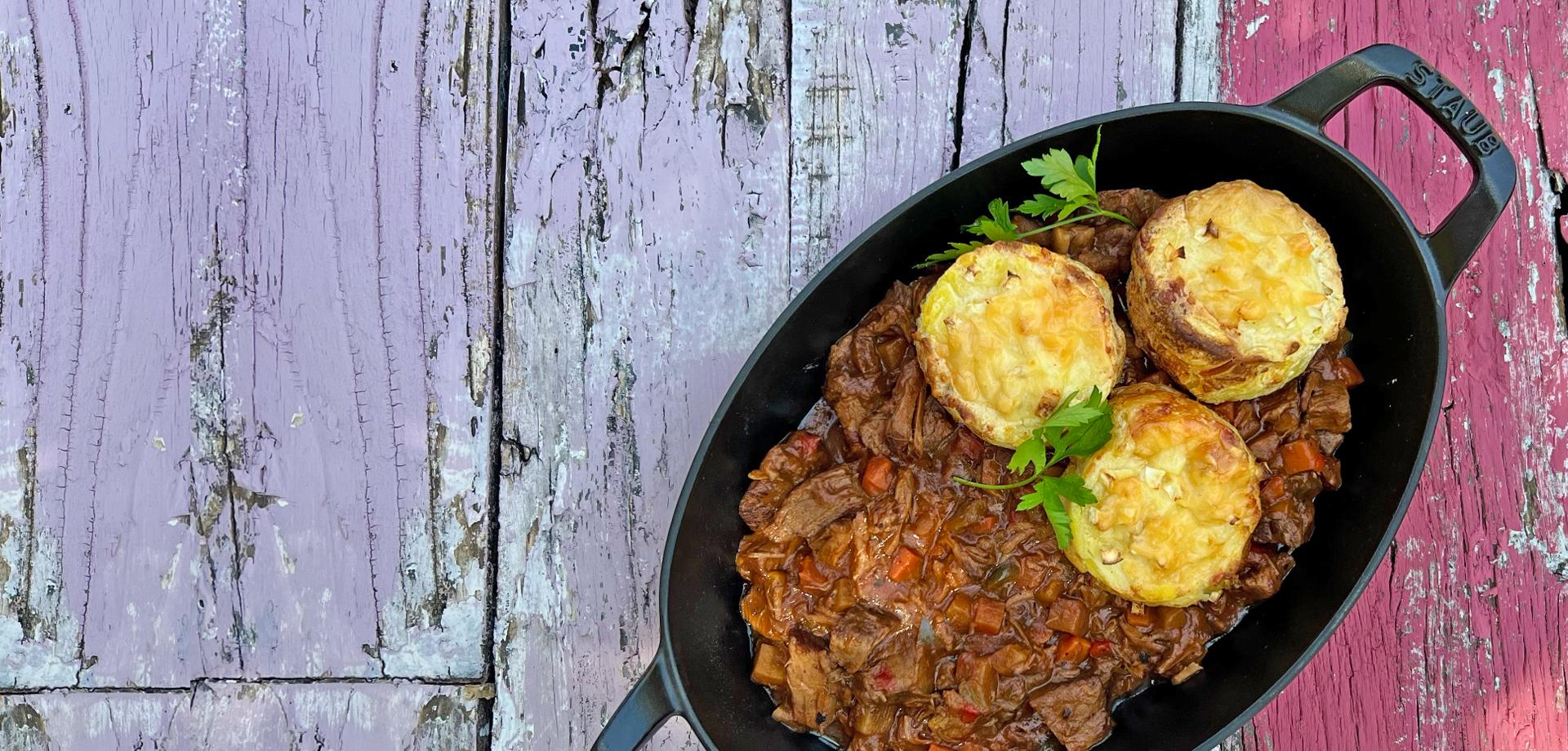 Aviko recept Boeuf bourguignon met gratin